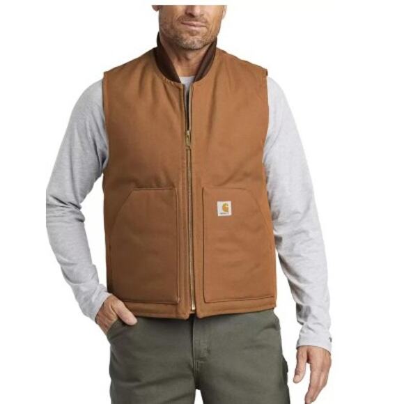 Carhartt Men's V01 Relaxed Fit Firm Duck Vest Size XL Brown Quilted Lined - NEW